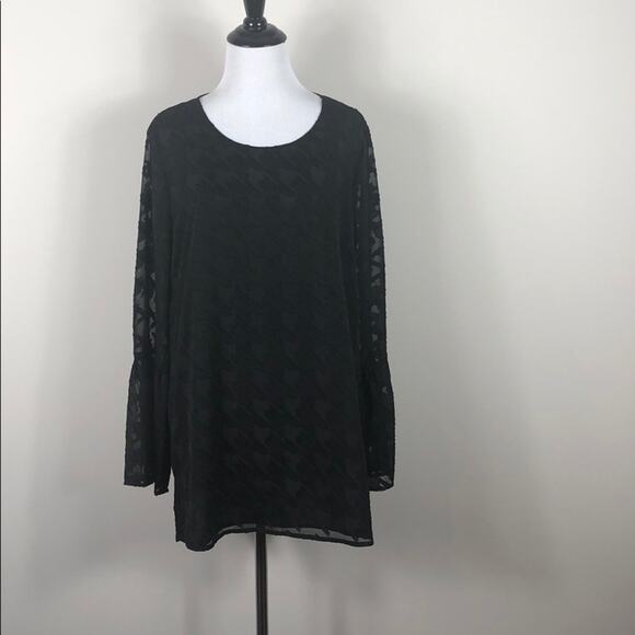 Chaus Sheer Top Back Black Top Blouse - Picture 1 of 5